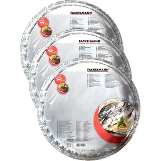 Grillschalen Alu Aluschalen Fisch rund Grill BBQ Fackelmann 33cm 3x3 Stück 42444