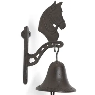 Moritz Türglocke Glocke Pferd Pferdekopf braun Wandglocke Gartendeko Gusseisen Rustikal Antik Design Stil Retro Klingel