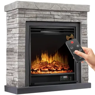 Elektrokamin Standkamin LED 3D Flammeneffekt Heizung Timer Fernbedienung 1800W