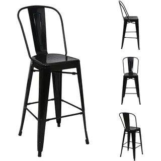 MCW Barhocker A73 4er Set Metall Schwarz