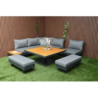 Gartenlounge Dining Toscane XXL de Luxe verstellbares Gartenset Aluminium/Holz – 81950PT - Grau