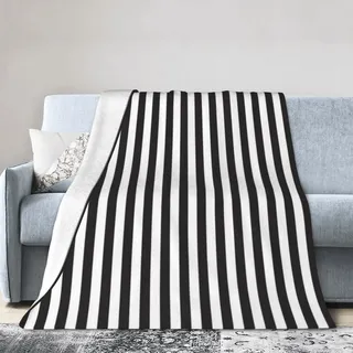 Schwarz-weiß gestreifte Decke, Flanell, weicher luxuriöser Bezug/Vier Jahreszeiten Plüsch Leichte Sofa Klimaanlage Decke