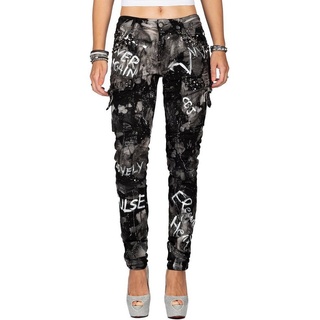 Cipo & Baxx Slim-fit-Jeans Cipo & Baxx Damen Jeans BA-WD397 Slim Fit Jeans-Hose im Extravagantem Style schwarz 31