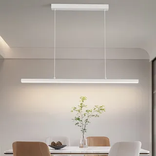 LED Pendelleuchte Dimmbare Esstisch Hängeleuchte Dimmbar Mit Fernbedienung Hängelampe höhenverstellbar Kronleuchter für Esszimmer Schlafzimmer Küche Büro Bar Wohnzimmer leuchte (Weiß, L150cm)