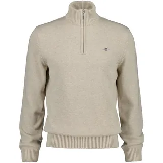 GANT Herren Strickpullover - CLASSIC COTTON HALF-ZIP, Troyer, Baumwolle Beige / 3XL