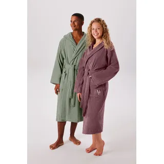 Unisex-Bademantel BRUNO BANANI "Robby, ideal für Sauna & Spa, Standard, Premium und Überlänge" Gr. L, grün (mauve), L, Walkfrottee, Hausmäntel, Damen & Herren Bademäntel, Baumwolle, mit Taschen, Sauna, XS-3XL