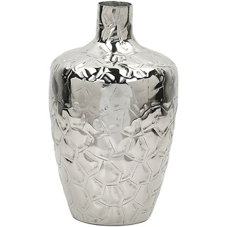 Blumenvase aus Metall in Silber 33 cm kegelförmige Deko-Vase Glamour Stil Inshas