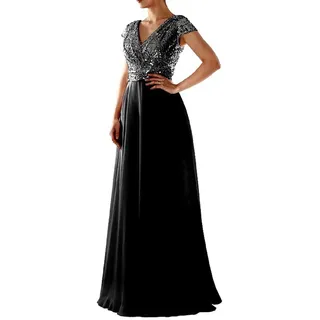 iyoimono Damen Abendkleider Elegant für Hochzeit Cocktailkleid Spitzen Ballkleider Maxilang Damen Elegant Ärmellos Rundhals Vintage Spitzenkleid Hochzeit Chiffon Faltenrock Langes Kleid - L