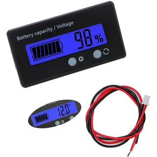 VooGenzek Batteriekapazitäts-Voltmeter-Monitor, Universelle Blei-Säure-Lithium Batterie-Status-Anzeige Tester Voltmeter Monitor, LCD-Display, DC 12V 24V 36V 48V Batteriemessgerät (Blau Licht)