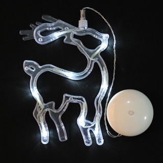 LEDMOMO Weihnachtsbeleuchtung - Elk hängenden Fensterlicht mit Saugnapf und batteriebetrieben für Weihnachtsdekoration (Pure White Light)