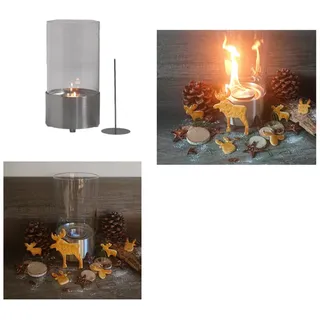 TecnoAir System Tischfeuer Tischfeuer Tischkamin Feuerstelle Kamin Gelkamin Bio Ethanol-Kamin silberfarben