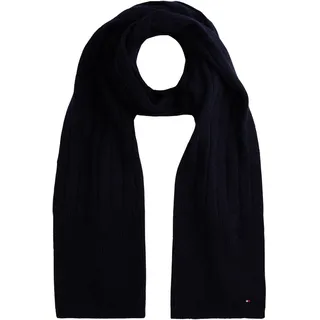 Tommy Hilfiger Damen Schal Flag Fluffy aus Rippstrick, Blau (Space Blue), Einheitsgröße - Einheitsgröße