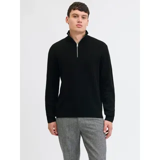 JACK & JONES JPRBLAMILANO STITCH KNIT HALF ZIP Troyer Schwarz L