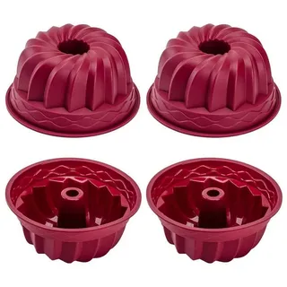 LuxusKollektion Gugelhupfform Mini Gugelhupfform Silikon 4er Set Ø10cm, (4-tlg) rot