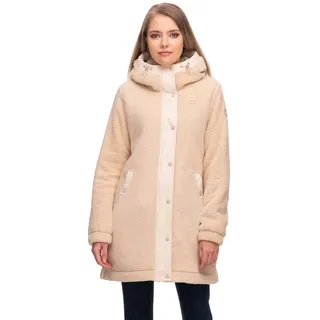 Ragwear Cousy Damen Frauen Parka,Fleece-Sweatparka,Fleece-Sweatjacke lang,Übergangs-Parka,Kapuze,Fleece,Beige,XL - XL