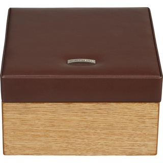 Windrose, Uhrenbox + Schmuckaufbewahrung, Wood Schmuckkoffer Leder 18 cm, Braun