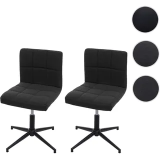 Einzelst�ck | 2er-Set Esszimmerstuhl Kavala II, Küchenstuhl, höhenverstellbar Drehmechanismus ~ Stoff/Textil dunkelgrau, Fuß schwarz