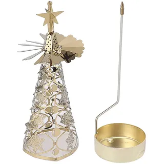 BestAlice Weihnachtsbaum-Teelicht-Kerzenhalter, Metall-Teelicht-Kerzenhalter, Drehbarer Kerzenhalter, Rotierendes Kerzenständer-Set für Romantische Hochzeit, Weihnachtsfeier(Gold)