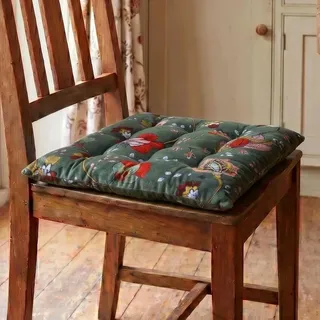 Steppkissen aus Indien, Handbedrucktes Ethno Stuhlkissen 40*40 cm - Modell 17, Grün, Baumwolle, Zierkissen, Dekokissen, Sofakissen - Grün