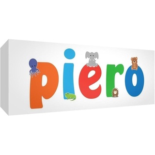 Little Helper Leinwand-Nursery mit Frontblende, Position personalisierbar mit Namen kinderleicht Piero 15 x 42 x 4 cm mehrfarbig