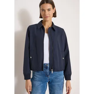 Jackenblazer CECIL, Damen, Gr. L (42), urban dunkelblau, Web, Obermaterial: 58% Baumwolle, 42% Nylon. Futter: 100% Polyester, unifarben, normal hüftbedeckend, Rundhals, Bündchen, Blazer, Blouson mit Hemdblusenkragen