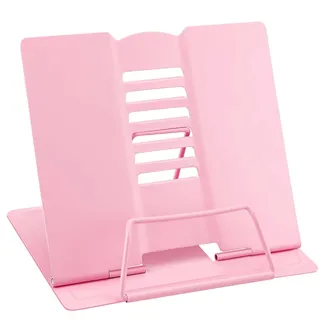 Buchständer, BuchständerMetall, Verstellbarer Leseständer für Lesen, Multifunktionales Metall-Lesegestell, Zusammenklappbarer Kinder Buchständer für Küche Arbeitszimmer Büro Schule (Rosa)