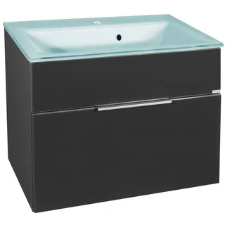 Fackelmann Glaswaschbecken mit Unterschrank 'KARA'  mintgrün/anthrazit 80 x 60,2 x 50,1 cm