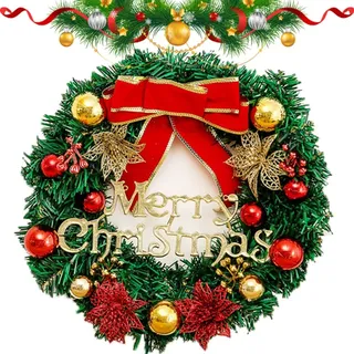 30cm Weihnachtsdeko Kranz Tür,Türkranz Haustür Außen Weihnachten,Weihnachtskranz,Tannengirlande Weihnachten,Weihnachten Girlande,Weihnachtsdeko Kranz,Künstlicher Kranz Weihnachten (C)
