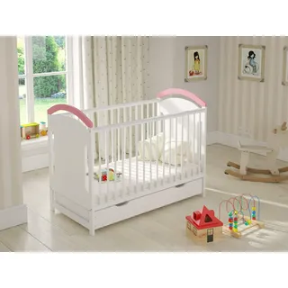 Love For Sleep Babybett Beistellbett 120x60cm mit Sicherheitsbarriere Umwandelbar Rosa AMIE Kinderbett Baby Bett Holz - Kinderbett Babybett, Mitwachsend Gitterbett Baby Bed