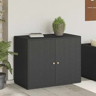 Homgoday Gartenschrank aus PE-Rattan mit großem Stauraum, schwarz, 100 x 55,5 x 80 cm - Regenfest für Garten und Terrasse