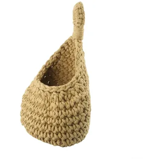 Drivstraw Handgewebter Jute-Hängekorb für Gemüse und Obst, Baumwollseil, Wandhalterung, Aufbewahrungs-Organizer für Küche, Zwiebel, Knoblauch, Kartoffel, (C(18 x 24 cm)