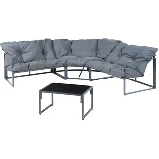 casa.pro Karg Loungeset 4-tlg. grau/schwarz