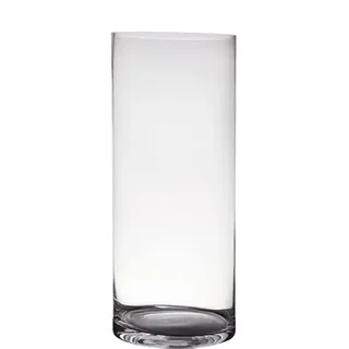 Dekoglas, Vase Zylinder Cold Cut H. 60cm D. 25cm transparent rund Glas Hakbijl