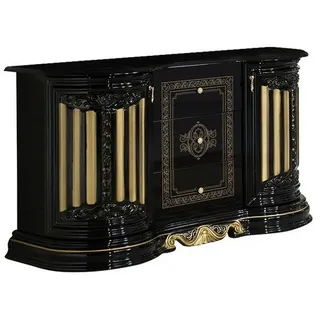 Interdesign24 Sideboard Bella (2-Türig, im Barock-Stil, mit Goldverzierungen), in Schwarz/Gold Hochglanz