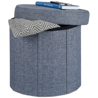 Relaxdays Sitzhocker mit Stauraum Polyester 39 x 10 x 42 cm Dunkelgrau