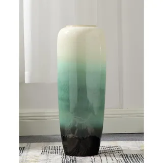Keramik-Bodenvase, 68,6 cm hoch, modern, grün, dekorative Blumenvase für Wohnzimmer, Schlafzimmer, Büro, Dekor, stilvoller Akzent für Zuhause, 71,1 cm Höhe