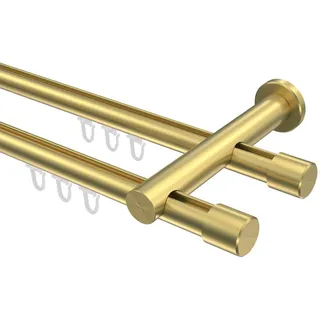 Interdeco Vorhangstange Platon Santo 2-läufig Ø 20 mm 420 cm Messing-Optik