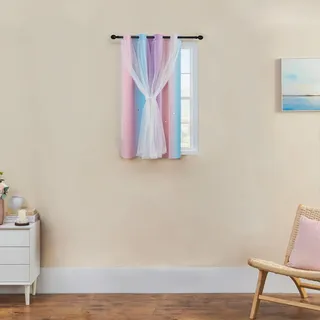 XiDi Blauer Verdunkelungsvorhang für das Schlafzimmer, Doppellagiger Vorhang in Rosa und Lila für Kinderzimmer, 1 Vorhang-Panel, 107 cm lang x 132 cm breit