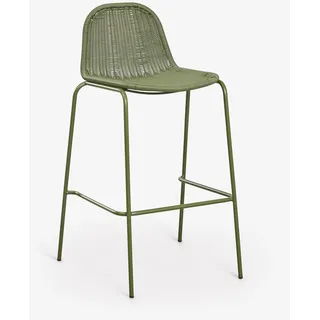 Sklum Reiven Stapelbarer Hoher Gartenhocker Aus Synthetischem Rattan Tiefes Grün Olive ↑75 Cm