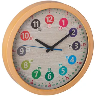 Relaxdays Wanduhr Kinder, Ø 30 cm, Bunte Zahlen, Uhrzeit Lernen, Kinderzimmeruhr Jungen & Mädchen, Kinderuhr Wand, bunt
