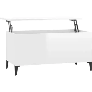 vidaXL Couchtisch Höhenverstellbar Wohnzimmertisch Beistelltisch Sofatisch Teetisch Kaffeetisch Tisch Hochglanz-Weiß 90x44,5x45cm Holzwerkstoff