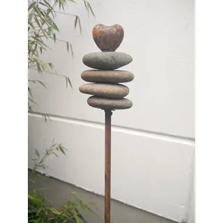 Zen Man GartenStecker Edelrost Herz Stein 030869
