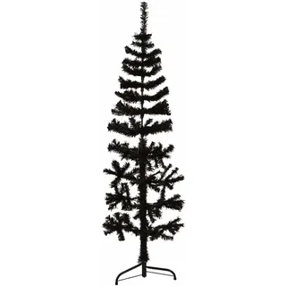 vidaXL Künstlicher Halb-Weihnachtsbaum Ständer Schlank Schwarz 150 cm
