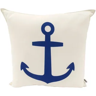 CB Home & Style Outdoor Garten Kissen Dekokissen Wasserabweisend Wasserfest 45 x 45 cm mit Füllung Maritim Anker Moin AHOI (Ankerblau)