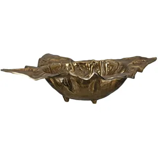Gilde Schale Crumple aus Aluminium - rechteckig - strukturiert - goldfarben - Höhe 12cm x Breite 42cm - Dekoschale
