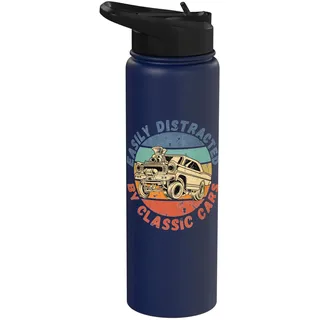 Leicht abgelenkt von klassischen Autos, lustiger antiker Vintage Stainless Steel Insulated Water Bottle