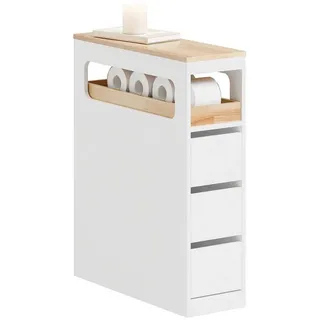 SoBuy Badezimmerschrank mit Rollen, und 3 Schubladen 65x23x82cm Badezimmer,