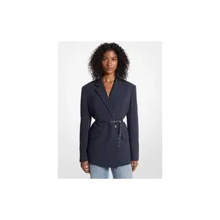 MK Zweireihiger Blazer Aus Krepp Mit Gürtel - Blau - Michael Kors - EU38