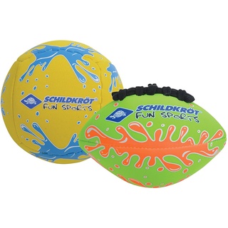 Schildkröt® Mini-Ball-Duo Pack, Set bestehend aus 1 Volley und 1 American Football, Ø 9 cm, griffig und salzwasserfest, ideal für Strand und Wasser, 970282
