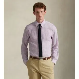Polo Ralph Lauren für Herren. 710B15594003 Leinenhemd mit fliederfarbenen Custom Fit-Streifen (XL), Lässig, Langarm